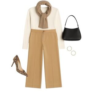 Vince Silk Blend Wide Leg Satin Cropped Pants Beige Women's 00 NWT Luxury Chic